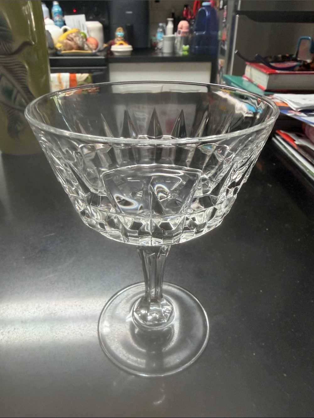 Crystal-Cut Coupe Glass - Clear Elegant Stemware